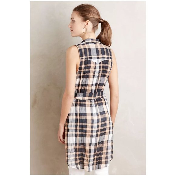 Anthropologie Holding Horses Sunlit Plaid Tunic sz 4 Women's Top - Picture 2 of 14
